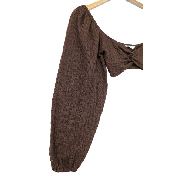 Altard State Crop Knit Bandeau Top Womens XS Brown Balloon Sleeve Boho Festival - Picture 4 of 8